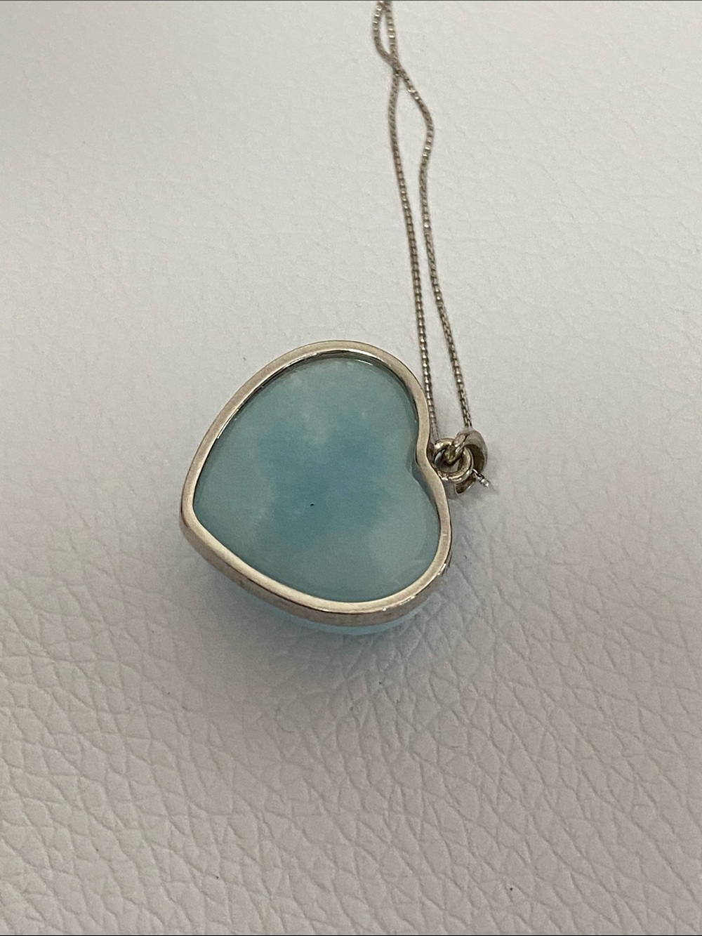 High Quality AAA Natural Larimar Heart Silver Pendant Necklace - Picture 9 of 13